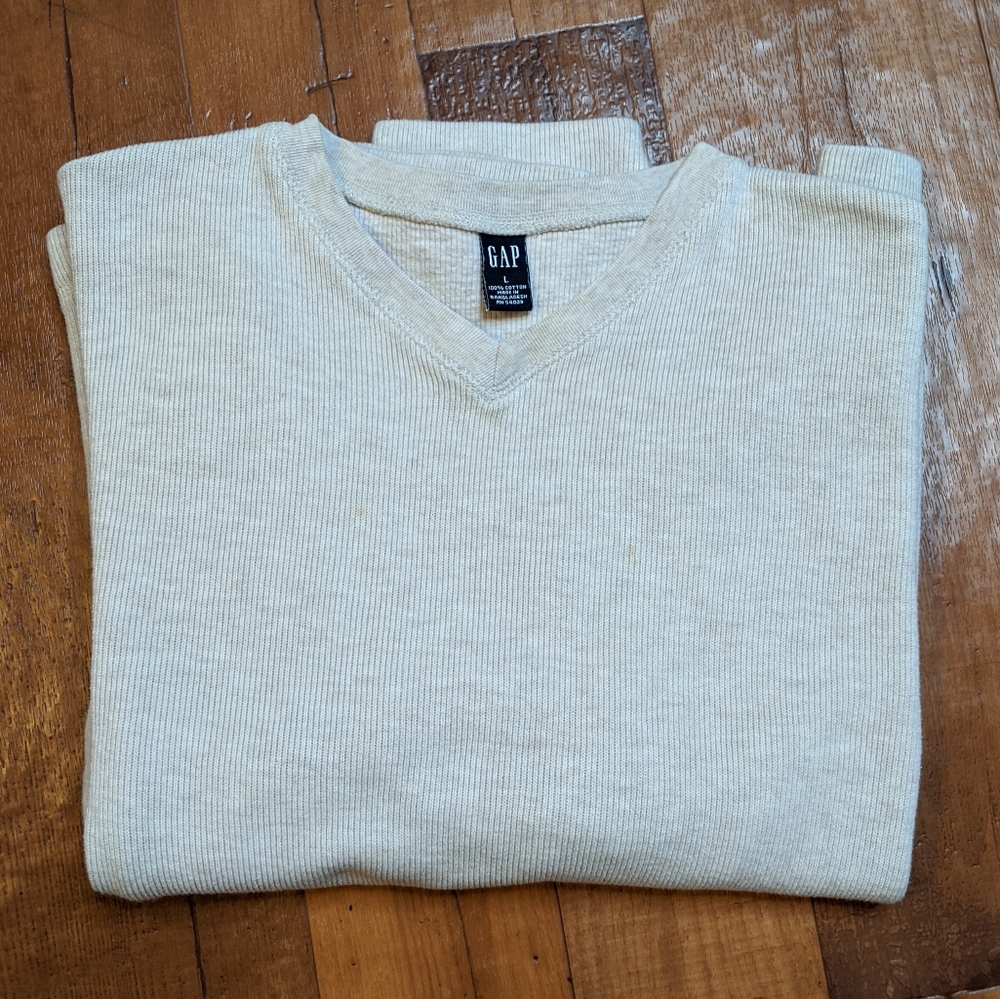 Gap Pullover Cream Knit V-Neck Sweater